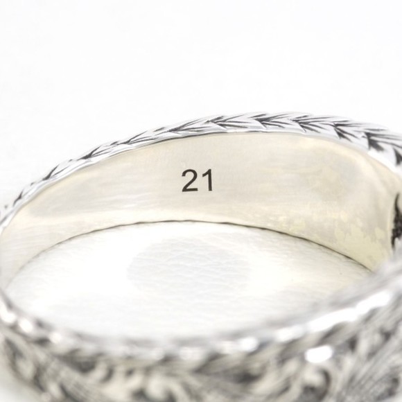 Gucci Interlocking G Arabesque Silver Ring, Ring Box, Bag, Total Weight 6.7g - Picture 6 of 8